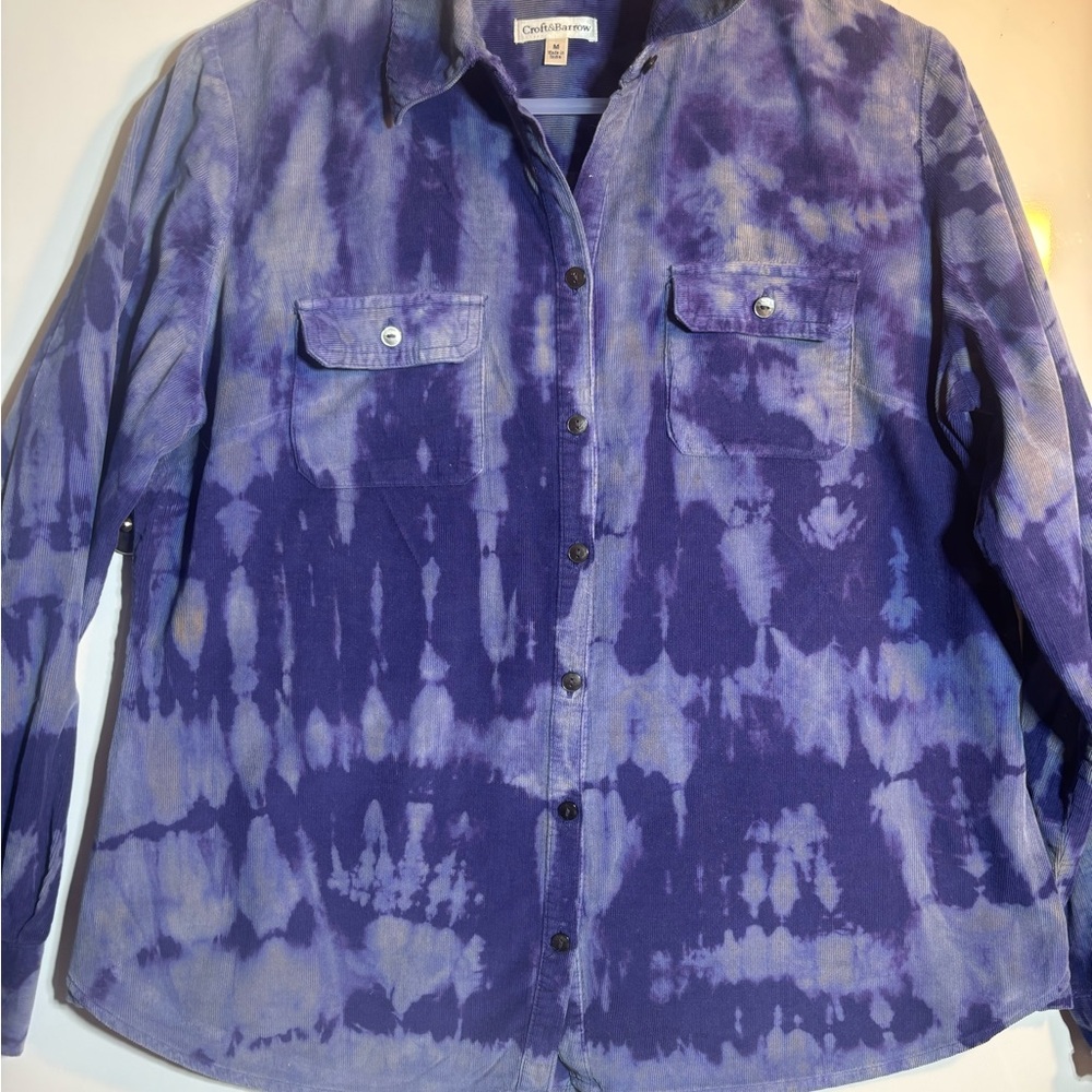 Coldwater Creek Purple blue corduroy reworked and Tie-Dye Button-Up Shirt